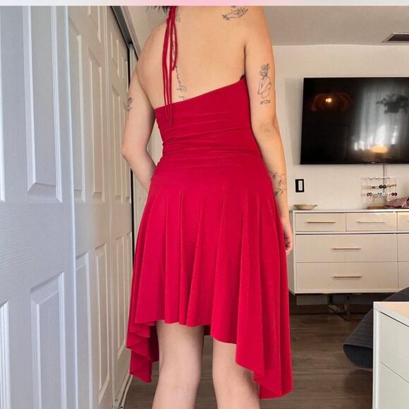 Vintage Solar Red Rhinestone Halter Dress – Size Small - Picture 6 of 8